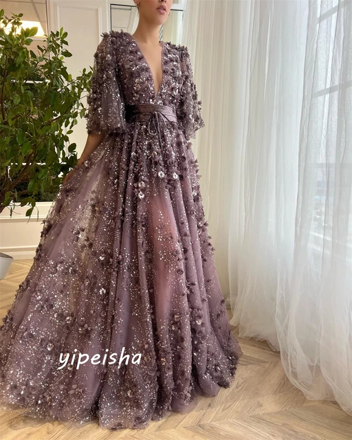 Q25 Sparkle V-Neck Gown with Belt main image 1