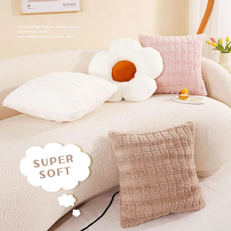 

Nordic Soft Plush Cushion Cover for Sofa Couch Bed Modern Simplicity Cozy Pillowcase 45x45 Throw Pillow Covers Decorative Home