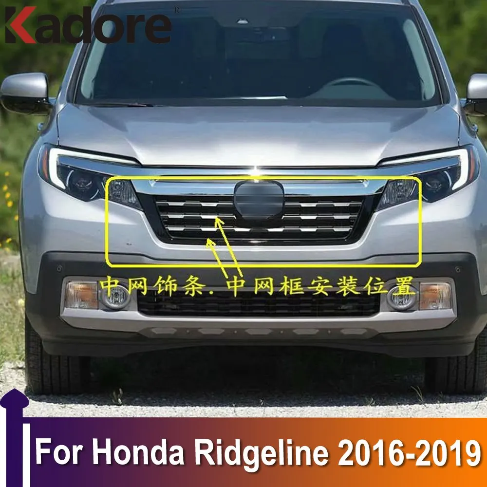 

Exterior Accessories For Ridgeline 2016 2017 2018 2019 Chrome Front Bumper Molding Grill Grille Trim Cover Stickers Car Styling