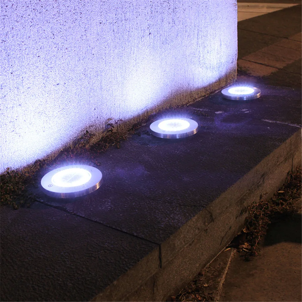 4 Pcs 8LED Solar Power Disk Light Outdoor Garden Solar Underground Light Deck Light Spotlight Buried Solar Led Lamp 3