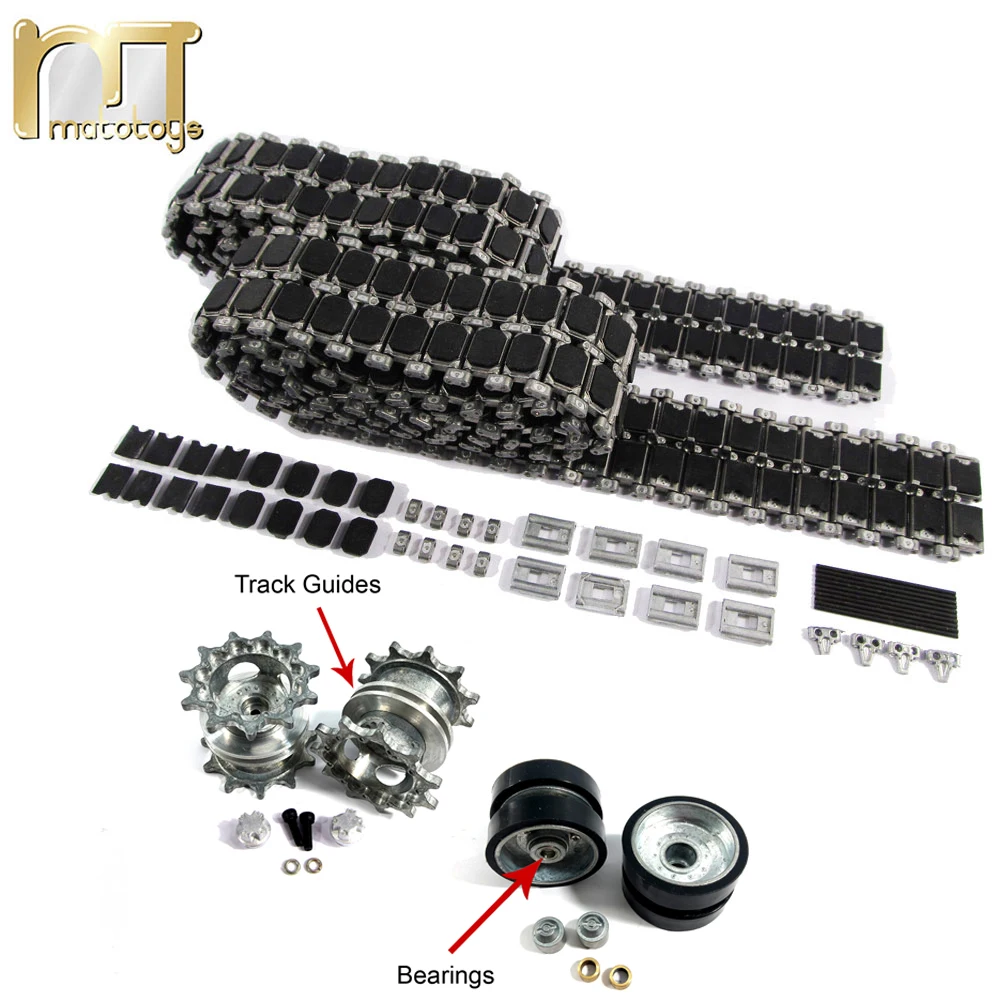 

Mato Metal Track with Rubber/Metal Pads Sprockets Idler Wheels for 1/16 Heng Long 3918-1 American M1A2 Abrams RC Tank