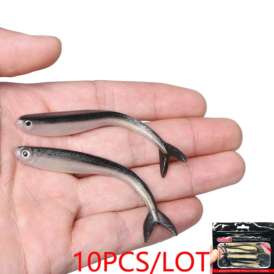 Facile Shiner Wobbler gabarits ver poisson bionique Isca 80MM Silicone souple appâts artificiels marchandises pour la pêche leurre bar Swimbait 10 pièces