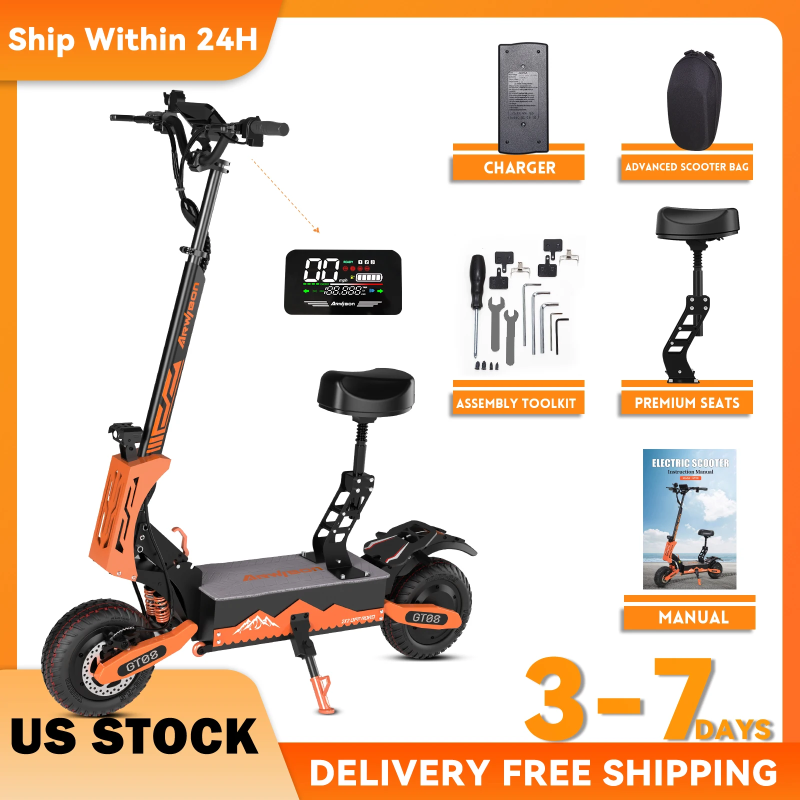 Arwibon 5600W Dual Motor E-Scooter 1