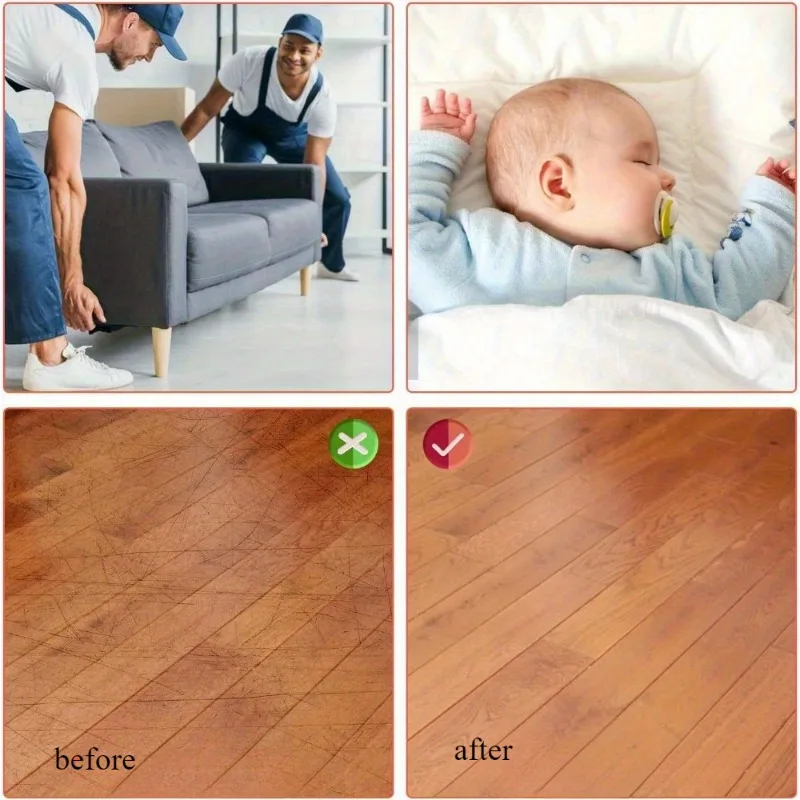 Anti-Slip Furniture Pads with Fleece Bottom - Moisture-Proof Table Leg Protectors for Noise Reduction on Hardwood Floors (20-Pack)