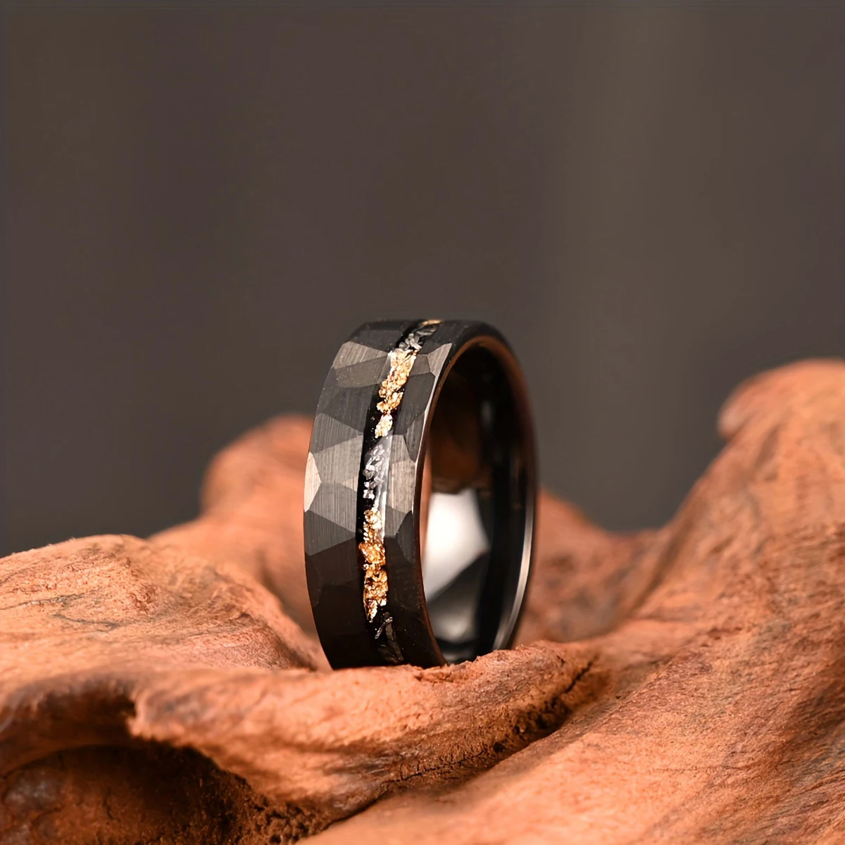 Black Tungsten Carbide Vintage Ring, 8mm Men and Women