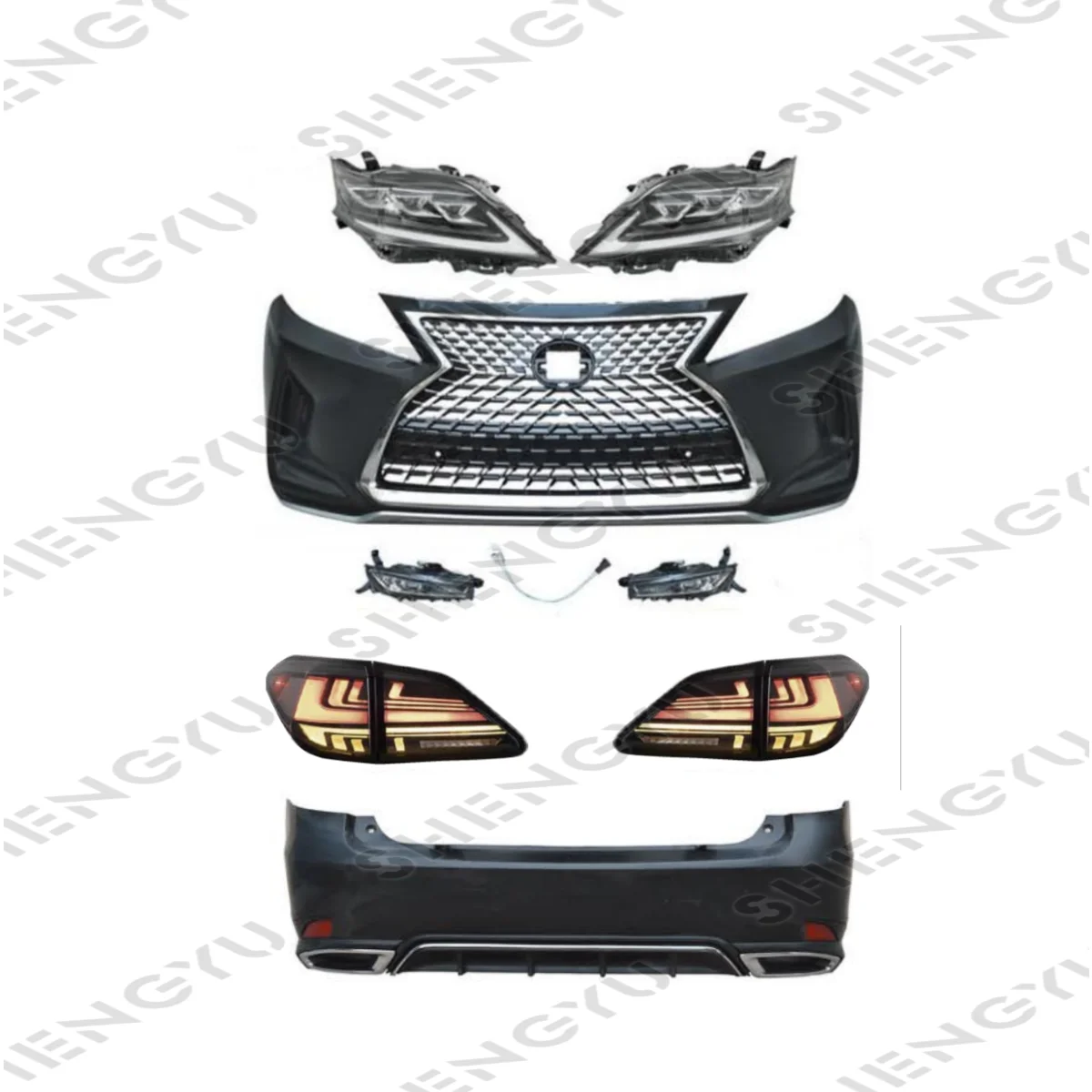 

Suitable for Lexus Rx 2009-2015 Upgrade to 2021model Body kit Old to New Including Front Face Front Bumper Assembly with Grille