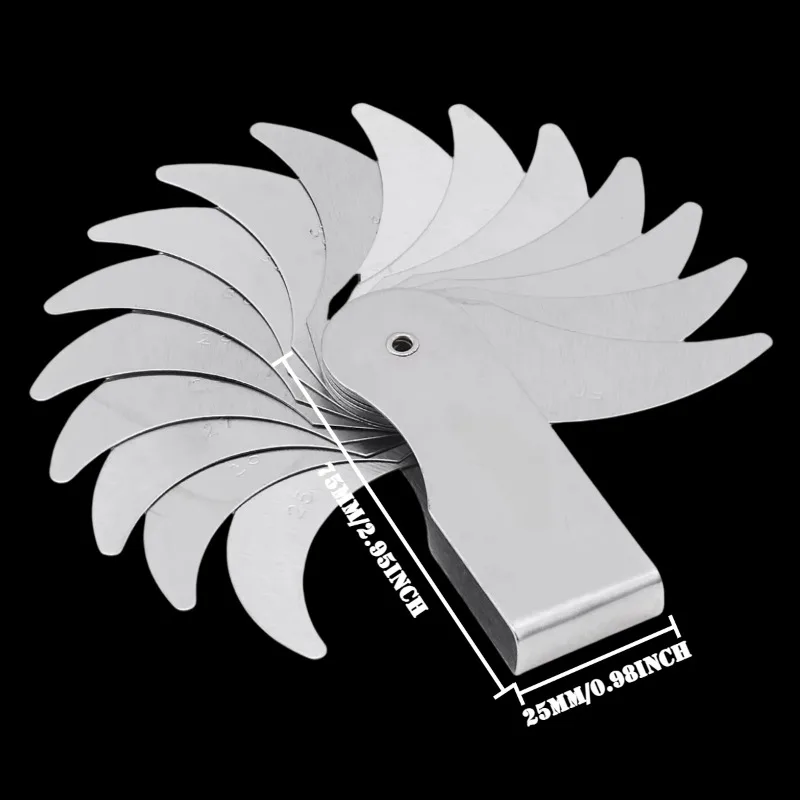 R25-50MM Radius Gauge 16 Blade Stainless Steel for Checking Thread Pitch
