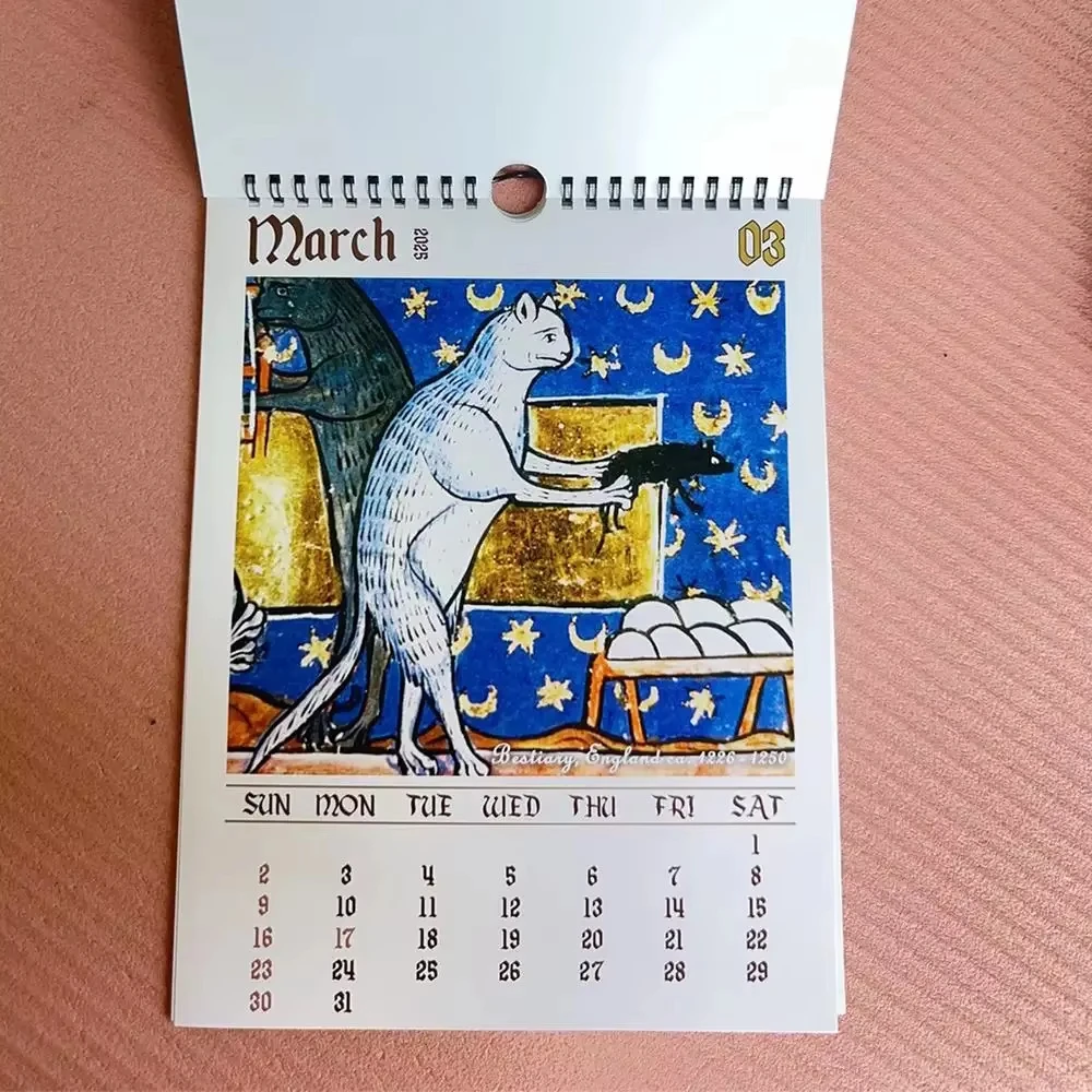 Enchanting 2026 Medieval Cat Art Wall Calendar - 12 Months of Whimsically Unique Feline Illustrations