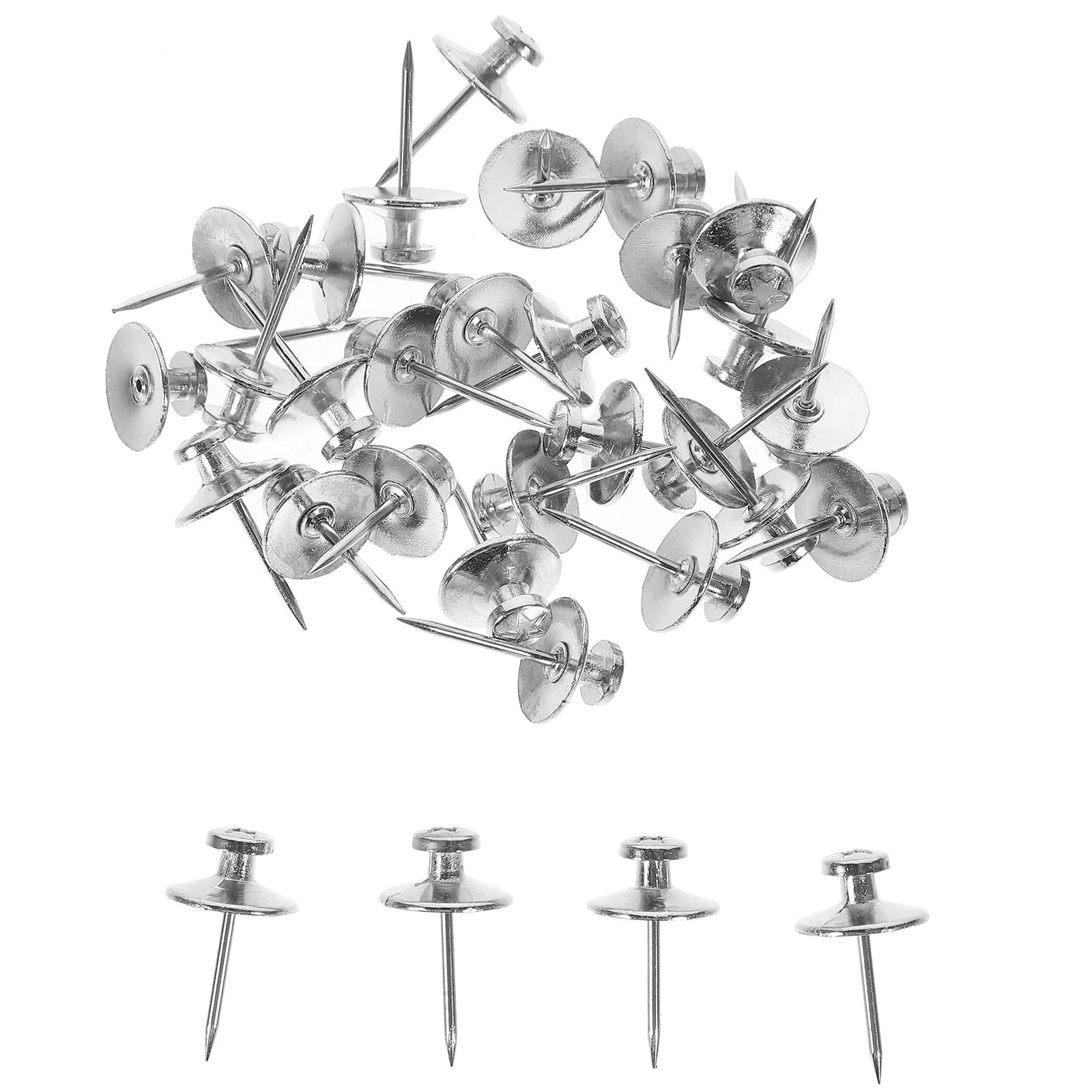 

30 Pcs Metallic Silver Double Headed Push Pins Flat Photo Wall DIY Cork Board 30pcs Small Thumb Tacks Desk