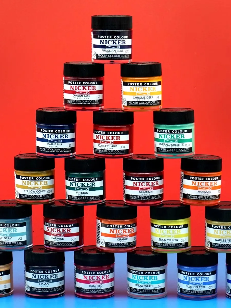 Japan Nicker Poster Color  40ml Opaque Watercolor  Glass bottle fluorescent gouache pigment 4