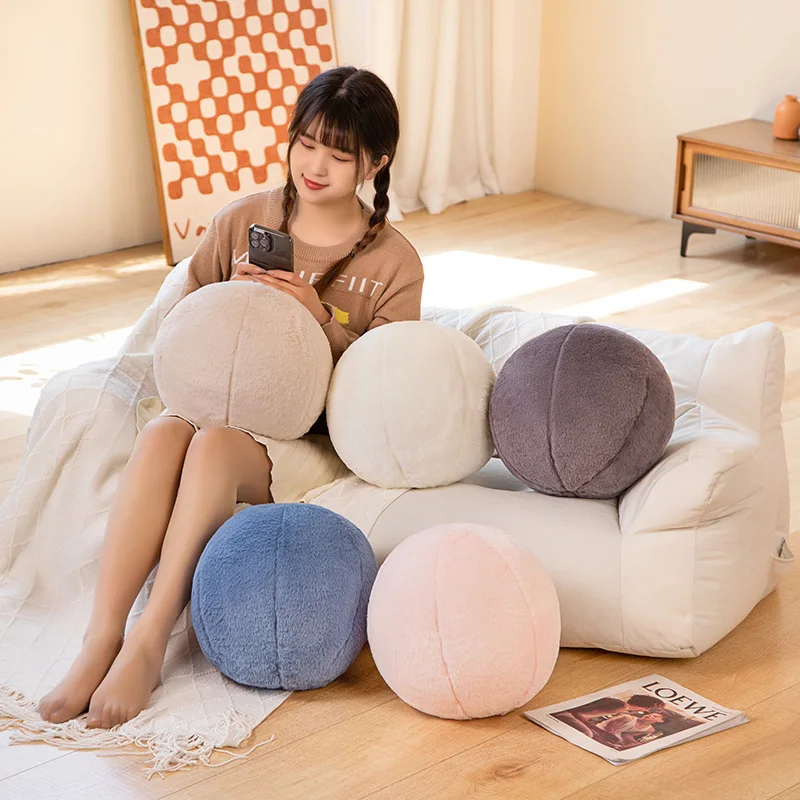 Creative Furry Ball Plush Toy Cute Round Pillow Car Home Nordic Style Decor Doll Soft Touch Ball Cushion Nice Gift Present 2