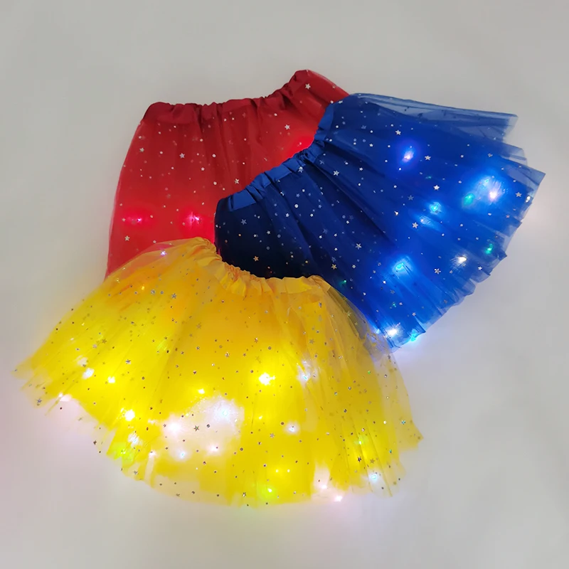 Tutu Skirts LED Dance Costume Neon LED Light Glow Princess Ballet Stage Dance Short Dress For Kids Fairy Miniskirt