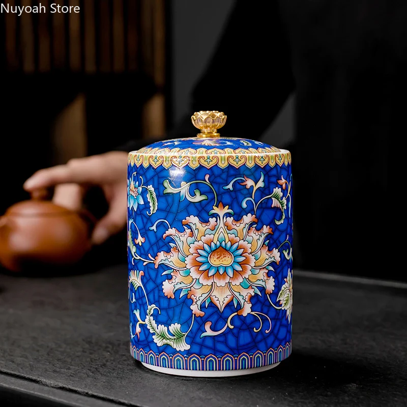 Ceramic Storage Jar European With Lid Coffee Table Tea Jar Living Room Candy Household Kitchen Supplies Cereal Dispenser