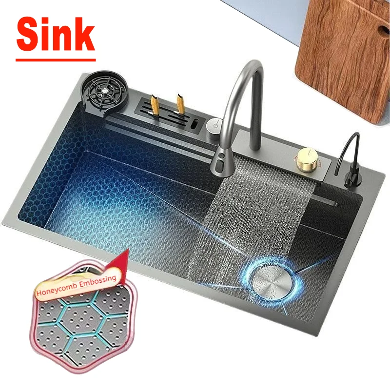 Kitchen Sink Matte Square Kitchen Accessories Large Single Bowl Wash Basin Faucets Nano Stainless Steel Sink kitchen accessories kitchen sink kitchen sink faucet set