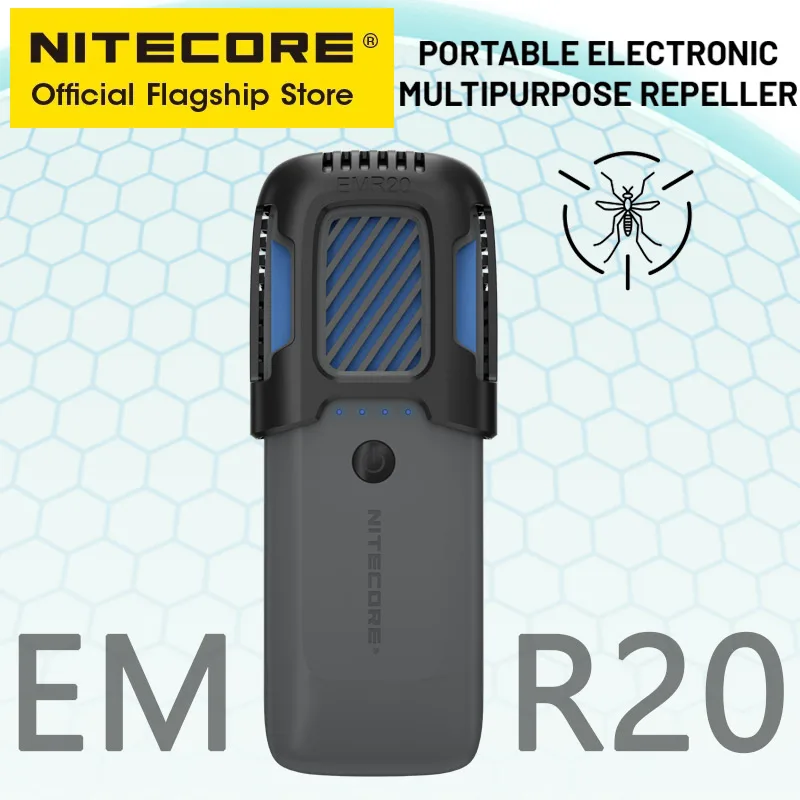 NITECORE EMR20 Portable Mosquitoe Repeller USB-C Rechargeable Built in Battery PD/QC 3.0 18W Power Bank for Walk The Dog Camping jkbms high power smart bms 8s 10s 12s 13s 14s 17s 18s 20s built in bt 150a balance 24v 72v liithium battery lifepo4 balancer jk