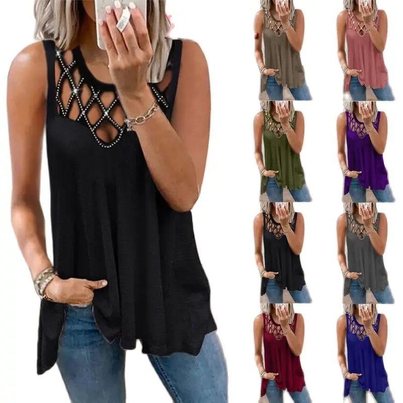 

2023 Summer New Hollow Halter Solid Color Short Sleeve Top Retro V Neck Pullover Casual Loose Women'S T-Shirt S-5Xl