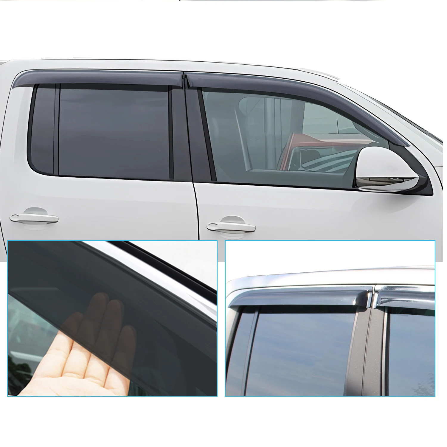 Window Visor Weathershield Wind Rain Deflectors For Volkswagen Amarok Vw Amarok V6 4X4 Car Stying 4PCS Black