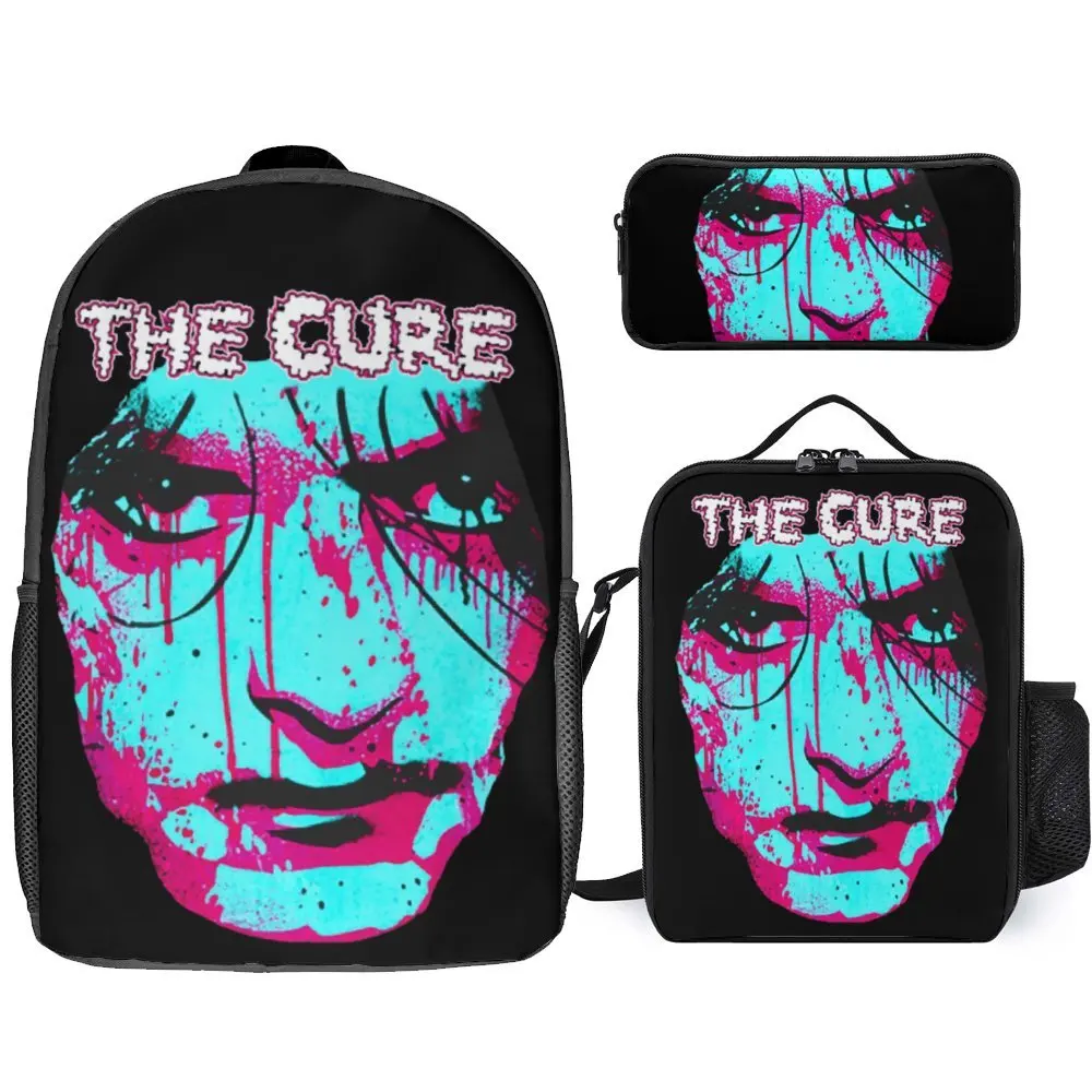 

3 in 1 Set 17 Inch Backpack Lunch Bag Pen Bag The Cure Robert Smith 29 Firm Lunch Tote Cozy Schools Top Quality