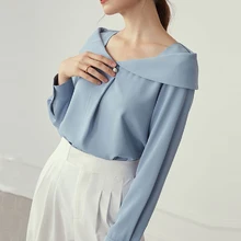 

Fashion Woman Blouses 2021Minimalism Pullover Long Sleeve Solid Color Loose Spring Autumn Elegant Office Lady Ladies Blouse