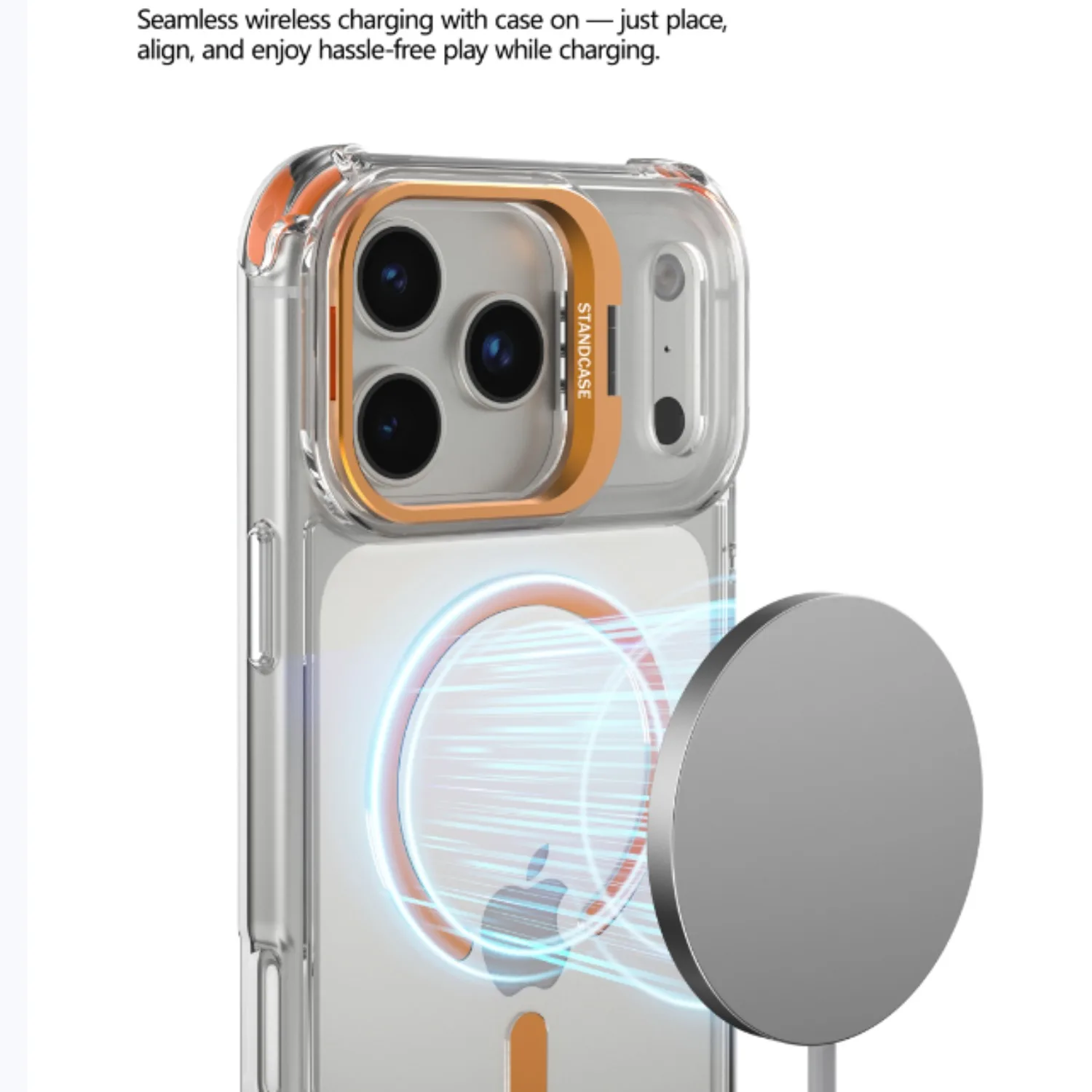 Magnetic Clear Case with Glass Lens Protector and Stand Cover