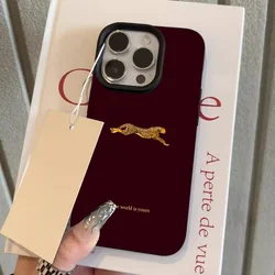 Exquisite Wine Red Leopard Lychee Texture Soft Phone Case - iPhone 15 Plus (1)