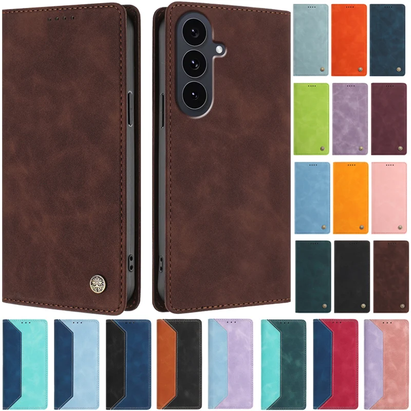 Colorful Macaron Magnetic Leather Wallet Case