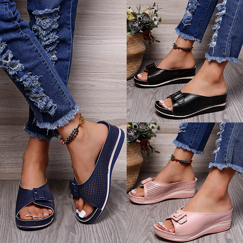 

2024 Summer New Slippers Fish Mouth Women Shoes Casual Platform Sandals Fashion Comfortable Wedge for Women open toe sandals