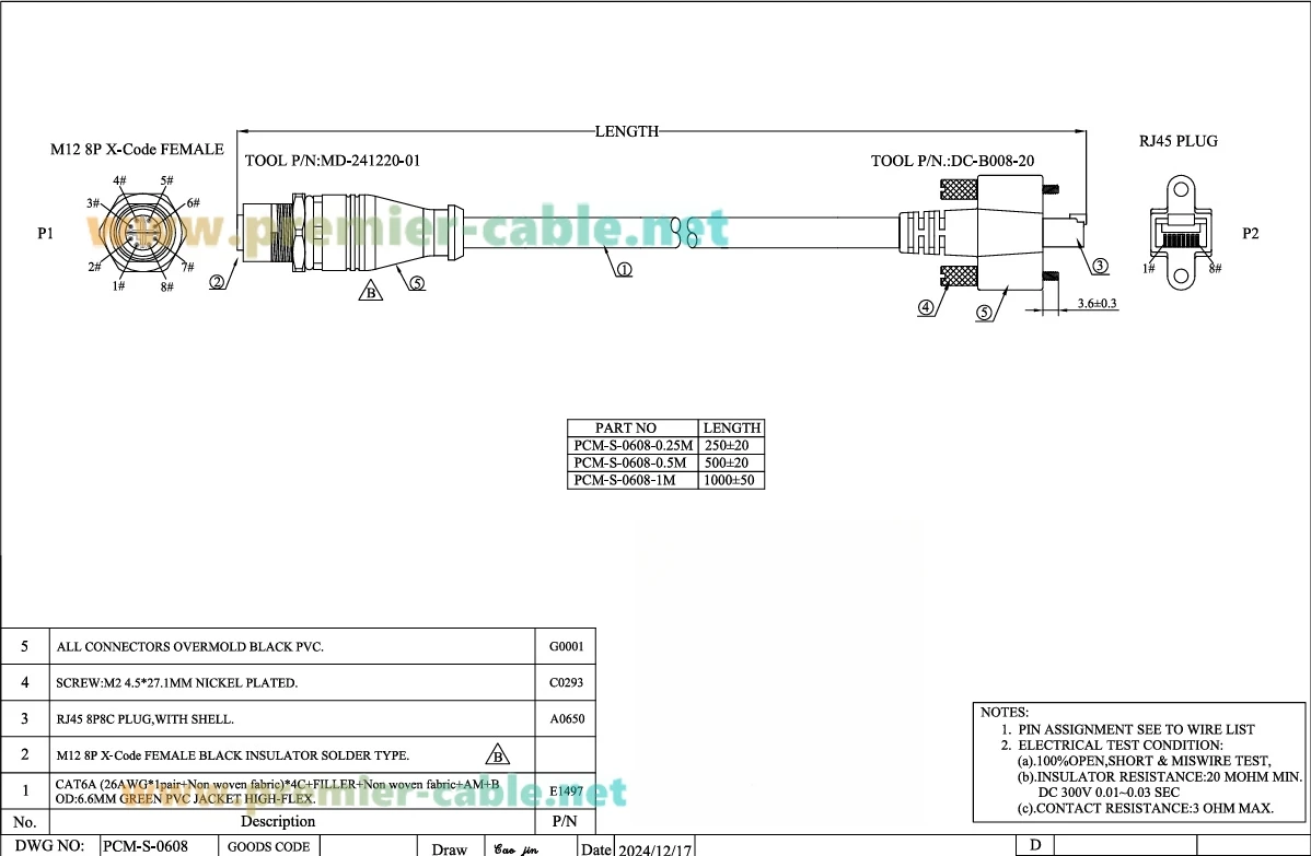 Schraubmontage-Panelstecker M12 8-Pin X-Code auf RJ45 CAT6A Ethernet-Kabel IP67 Hochflexibles GigE-Vision-Kabel für Basler Cognex Industriekameras – Detail 1