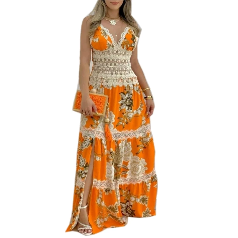 Dashiki African Boho Floral Printed Dress Slim Spring Autumn Sexy Cut Out Midi Dresses Women Africa Party Office Midi Vestidos african wear for ladies