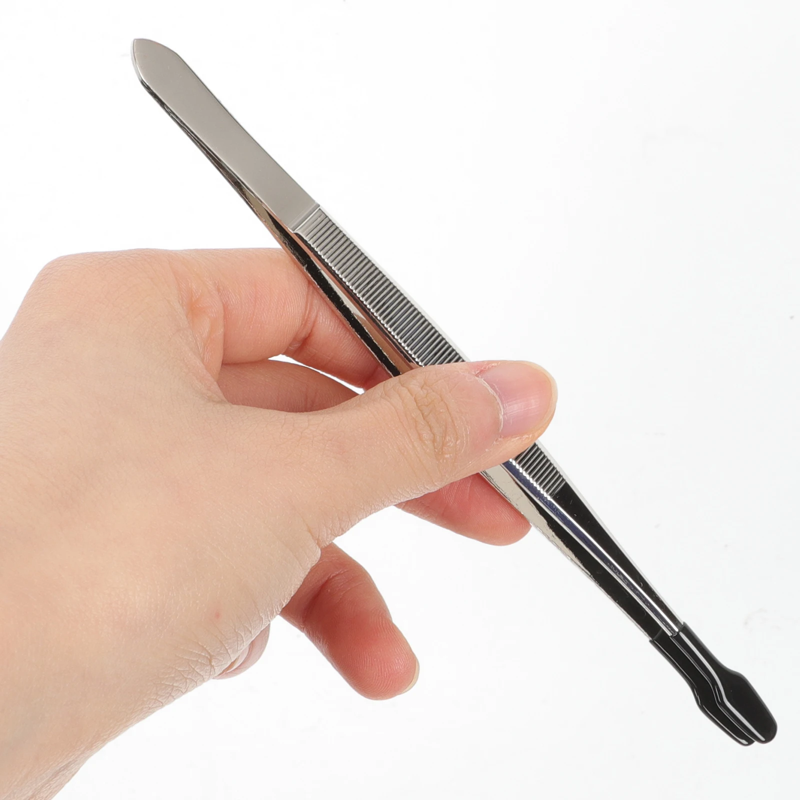 Rubber Tipped Tweezers Rubber Coating Long Tweezers stainless steel Flat Tip Bead Stamp Coin Jewelry Tong Hand Tool