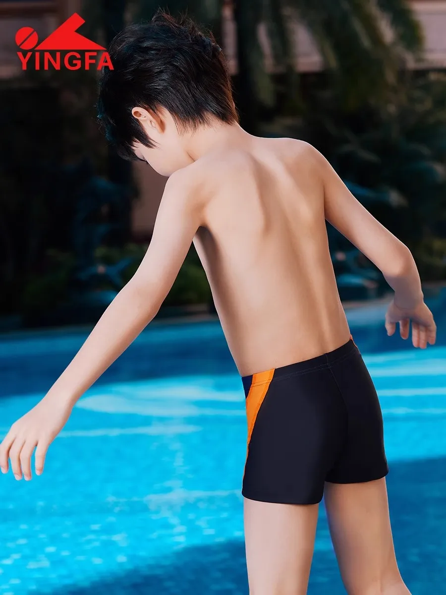 Men Swimming Trunks YINGFA Boy Swim Trunks Teenager Swimming Boxer Kid Training Swimsuit Surf Swimwear Carton Printed Boys Beach Swim Shorts