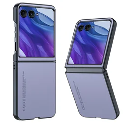 Luxury Business Black PU Leather Phone Case - Sleek Shockproof Protection Cover for Motorola Razr 60 (Light purple)