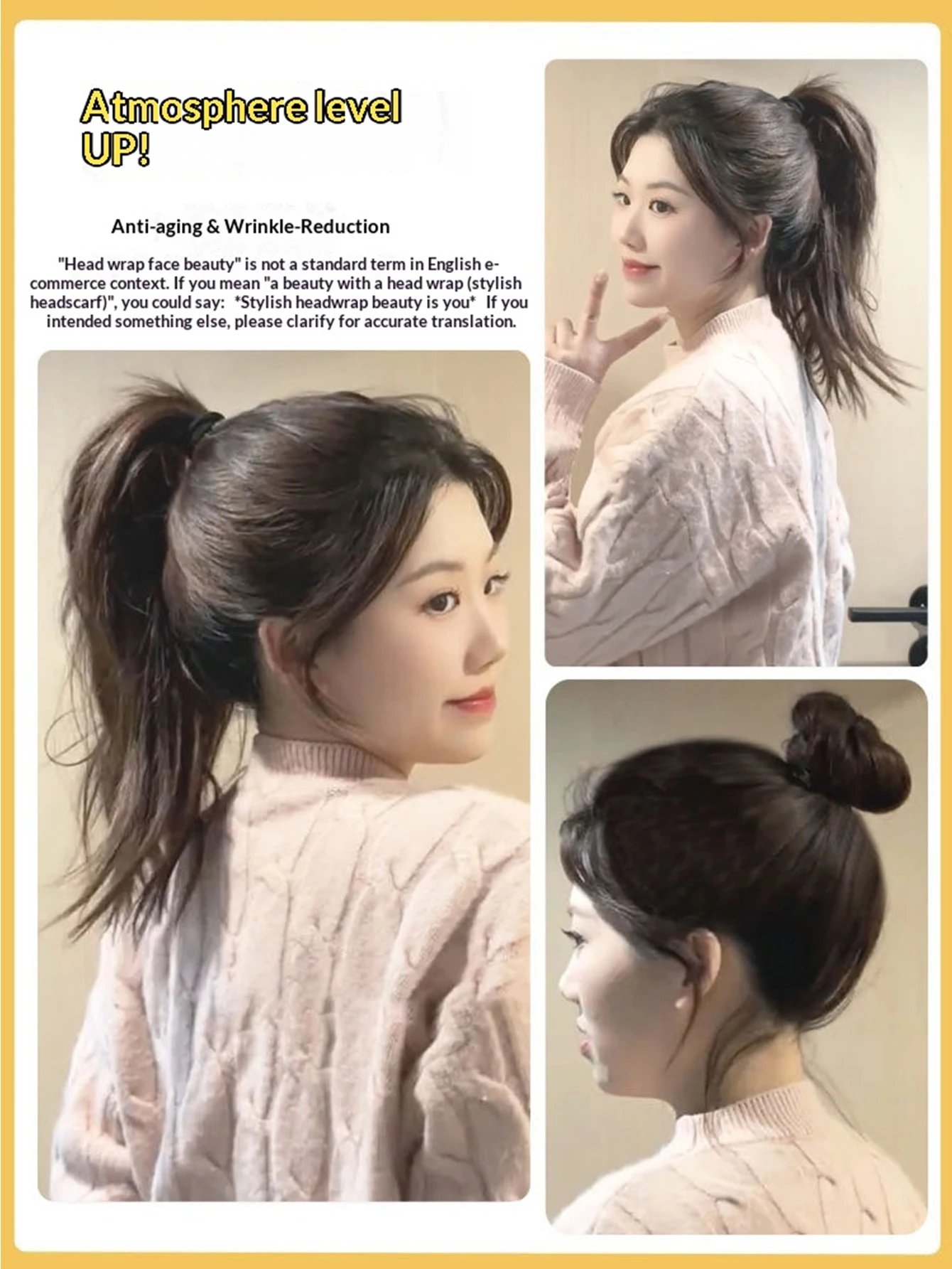 합성 유즈필 하이 크라닐 탑 헤어피스 풍성한 헤어 번 패드 포니테일 연장 가발 여성용 데일리 파티 헤어 액세서리