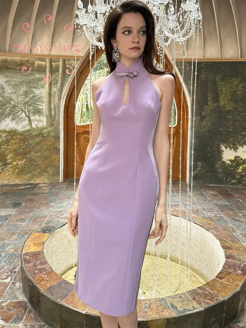 

Easysmall Thailand's Elegant Retro Cheongsam Style Slim Fit Dress Sexy Backless High end Feel Wrapped Hip Midskirt