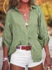 Cotton Linen Shirts & Blouses Women Summer Solid Long Sleeve Buttons Cardigan Office Tops Vintage Streetwear Blusas Clothes 3