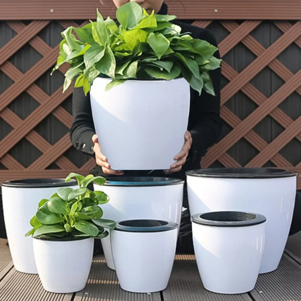 

Hydroponic Flower Pot- Plastic Self Watering Flowerpot Office Garden Plants Basket Nursery Pots Home Decoration//