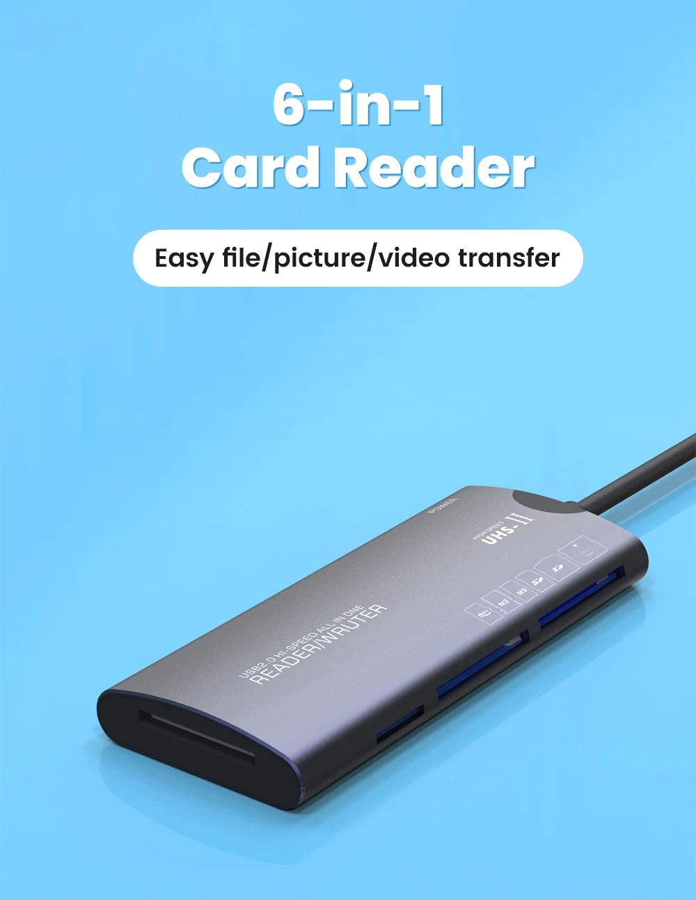KEBIDUMEI 6-in-1 USB Typ-C Kartenleser SD TF CF MS XD M2 Speicherkartenleser Hochgeschwindigkeits-Datenübertragungsadapter für Kameras und Computer – Detail 1