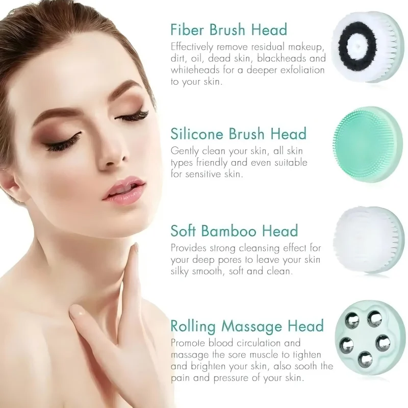 Waterproof IPX7 Deep Clean Facial Exfoliating Massager Brush
