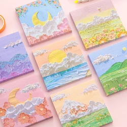 Autocollants peinture à l'huile Style INS, 80 feuilles/ensemble, bloc Notes paysage mignon, autocollants, Notes autocollantes, Scrapbooking, DIY bricolage, Kawaii, pour journal intime 