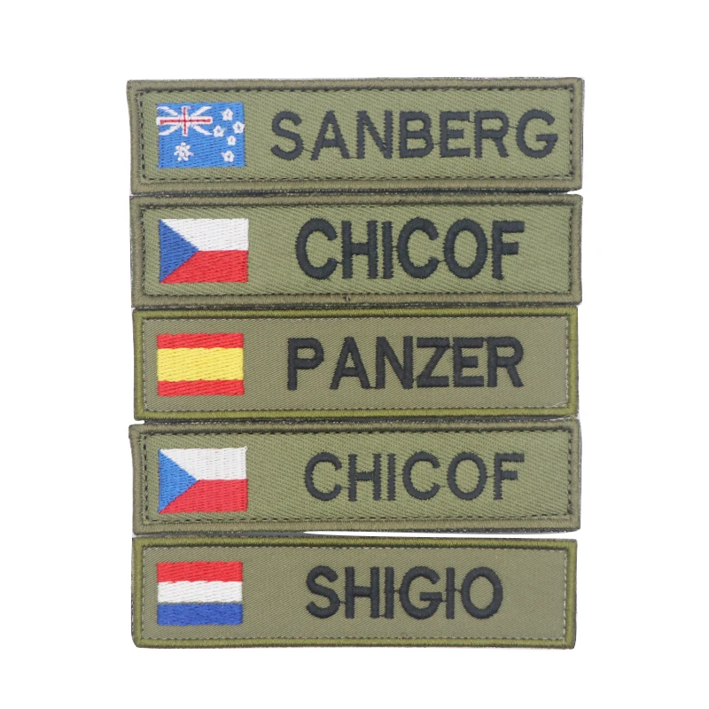 Chile Flag Embroidered Name Patches Badges Stickers Sewing On Hook Backing Iron On Transfers For Army Airsoft Gun Bags