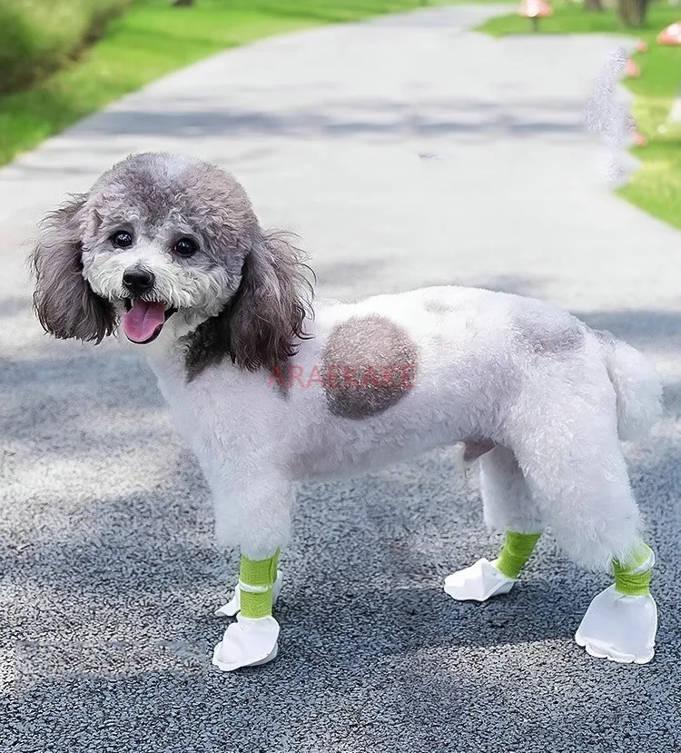 강아지 방수 및 오염 방지 일회용 발 커버, 강아지 산책용 신발 커버, 탈락 방..