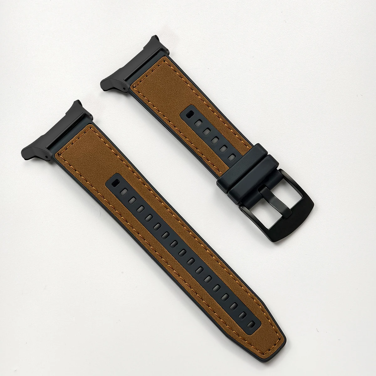 Premium Leather Silicone Sports Strap – Elegant Bracelet Band Loop with Clasp