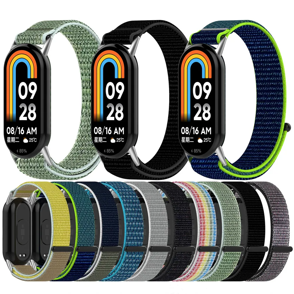 

Ремешок нейлоновый для Xiaomi mi Band 8 8NFC, сменный спортивный браслет на липучке
