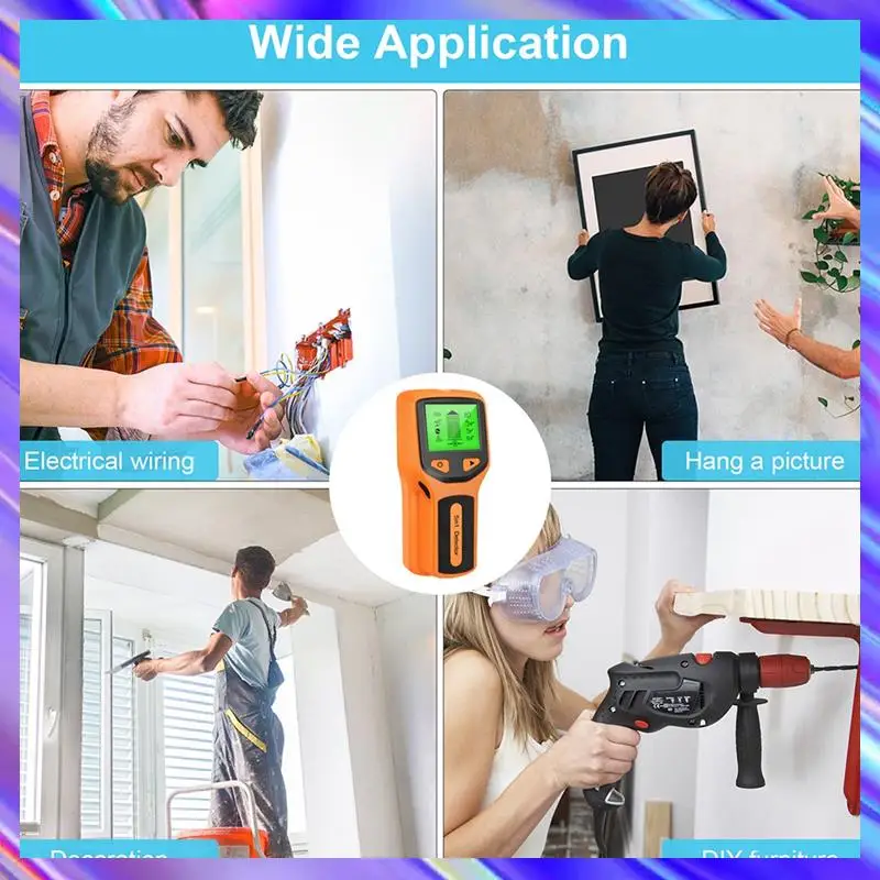 5 In 1 Wall Scanner Stud Detector Digital Handheld Wall Detector PVC Water Pipe Metal Finder Scanner Orange Easy To Use