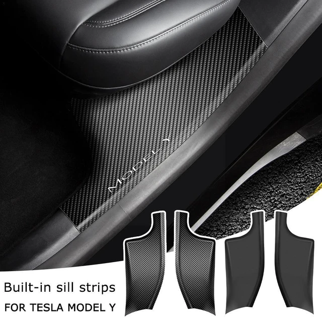 Real Carbon Fiber Car Door Sill Threshold Strip Protector Stickers for Tesla  Model 3 Y Door Welcome Pedal Decoration Accessories - AliExpress