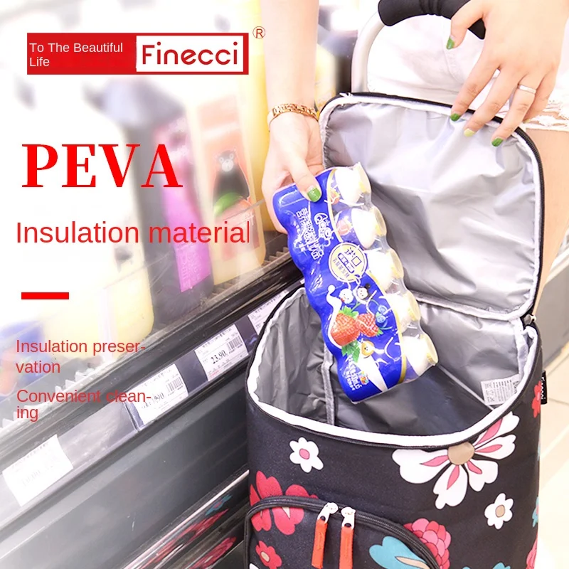 Portable thermal insulation and preservation trolley, foldable small trolley, trolley cart, and light grocery shopping cart