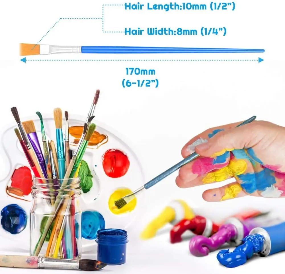 100pcs Paint Brushes Set for Kids Acrylic with Flat Round Pointed Paint  Brushes Craft Watercolor Oil Painting Brushes - AliExpress