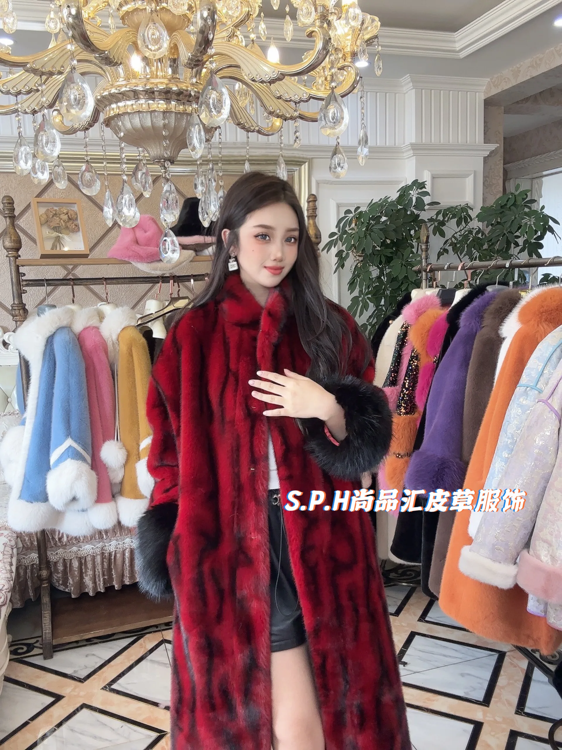 Thickened Water Ripple Marten Overcoats Women 2023 Winter New Stand Collar Long Sleeve Leather Fur Coat Faux Fur Coat Long