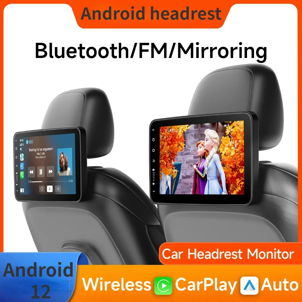 

Carplay 10.1'' Android 12 2+32G Car Headrest Monitor IPS TV Display With RCA AV Wifi Mirroring Car Rear Seat Screen Video Player