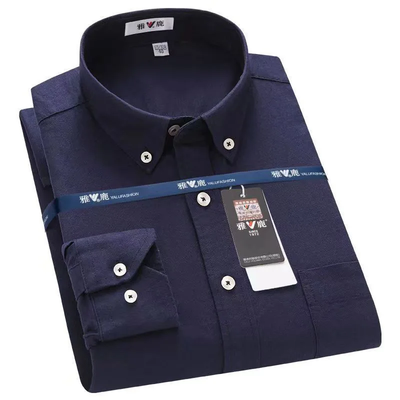 2024 New Men Oxford Spinning Long Sleeved Shirt Casual Business Middle Youth High Quality Classic Multi Color Top Striped Shirt